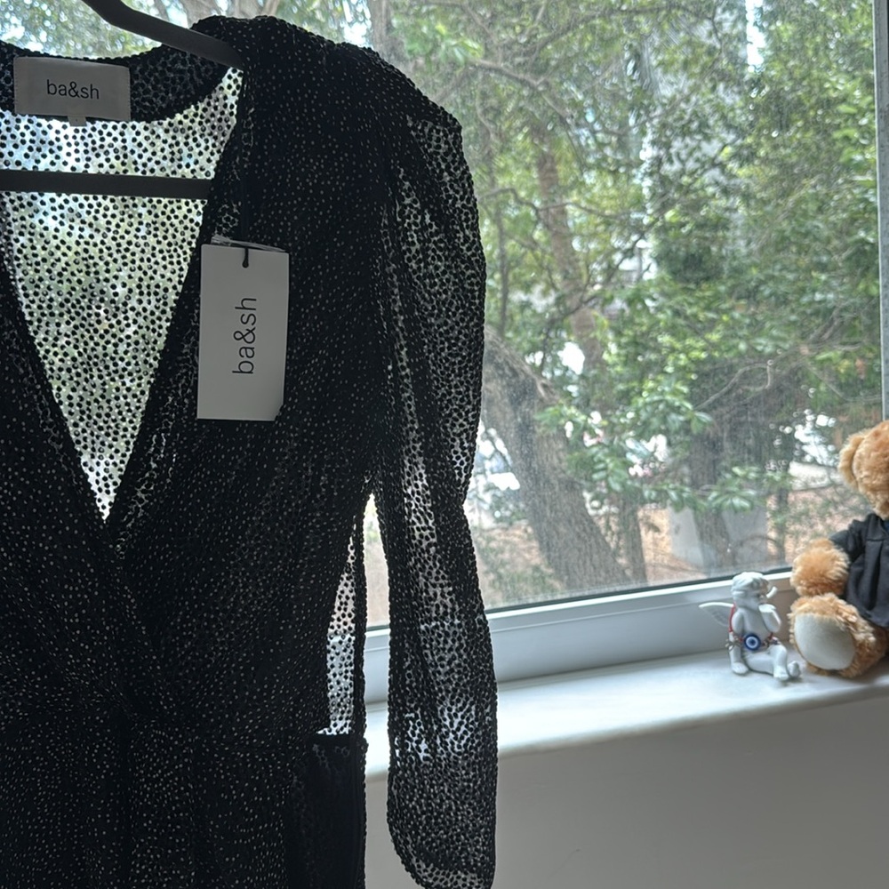 ba&sh Black Long Sleeve Dress (midi style)